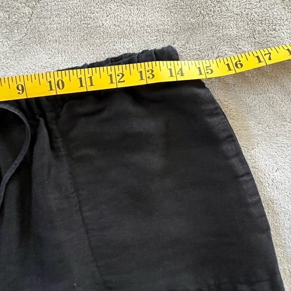 Chico's Linen Blend Black Pull On Wide Leg Pant 0 Small Elastic Waist with Ties - Picture 7 of 8